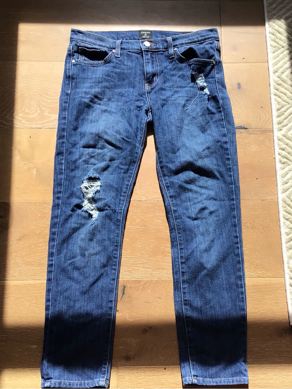Just Black Dark Blue Ripped Skinny Jeans